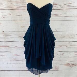 Watters and Watters navy blue strapless bridesmaid